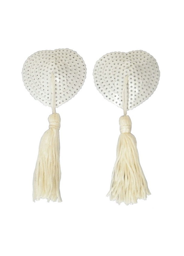 Nippies sexy à sequins blanc avec pompons
