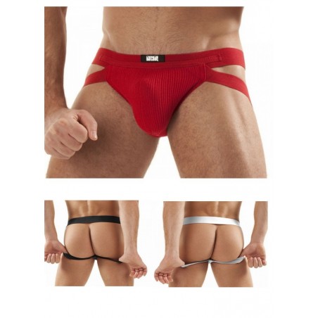 Barcode Jock Strap Anton Swim noir-blanc-rouge