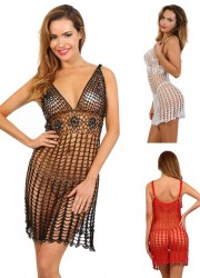 Robe sexy pour femme en crochet noir, rouge ou blanc sophie libertine vannes