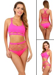 Spazm6027-Ensemble brassière et culotte Anise pole dance rose fluo
