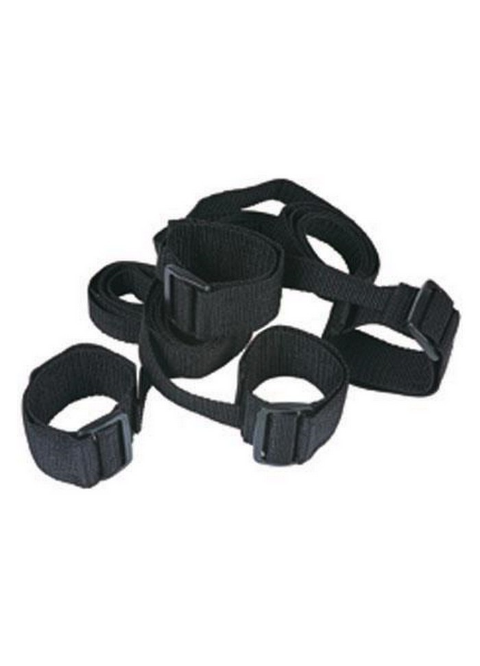 Kit de 4 menottes poignets chevilles scratch avec lien- 4 Cuff & Ankle set noir