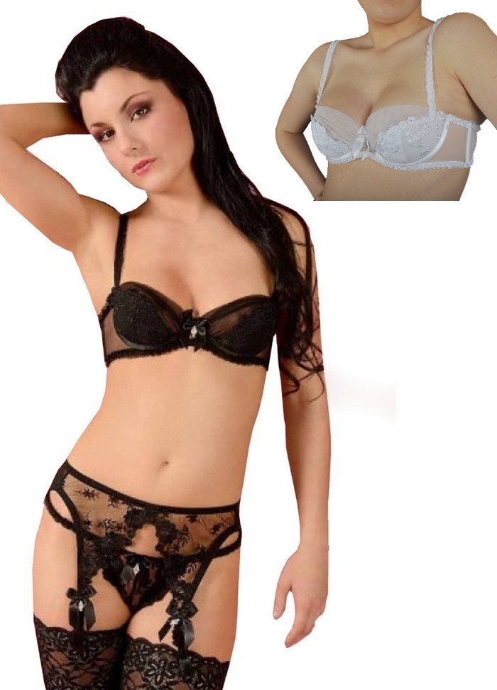 Lingerie sexy pour femme soutien gorge fermé balconnet eva noir ou blanc