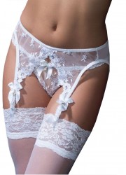 Porte-jarretelle en dentelle blanche lingerie féminine sexy pour femme