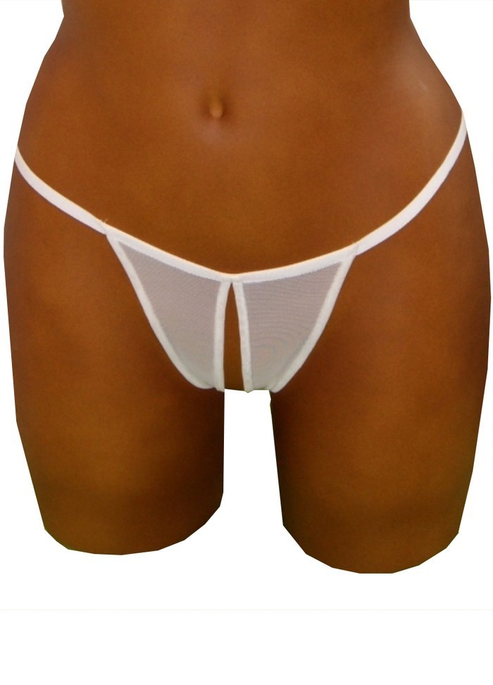 Lingerie sexy pour femme string en tulle blanc transparent