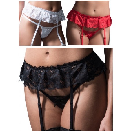 FoliesbyRenaud Jessica mini string ouvert noir-rouge-blanc