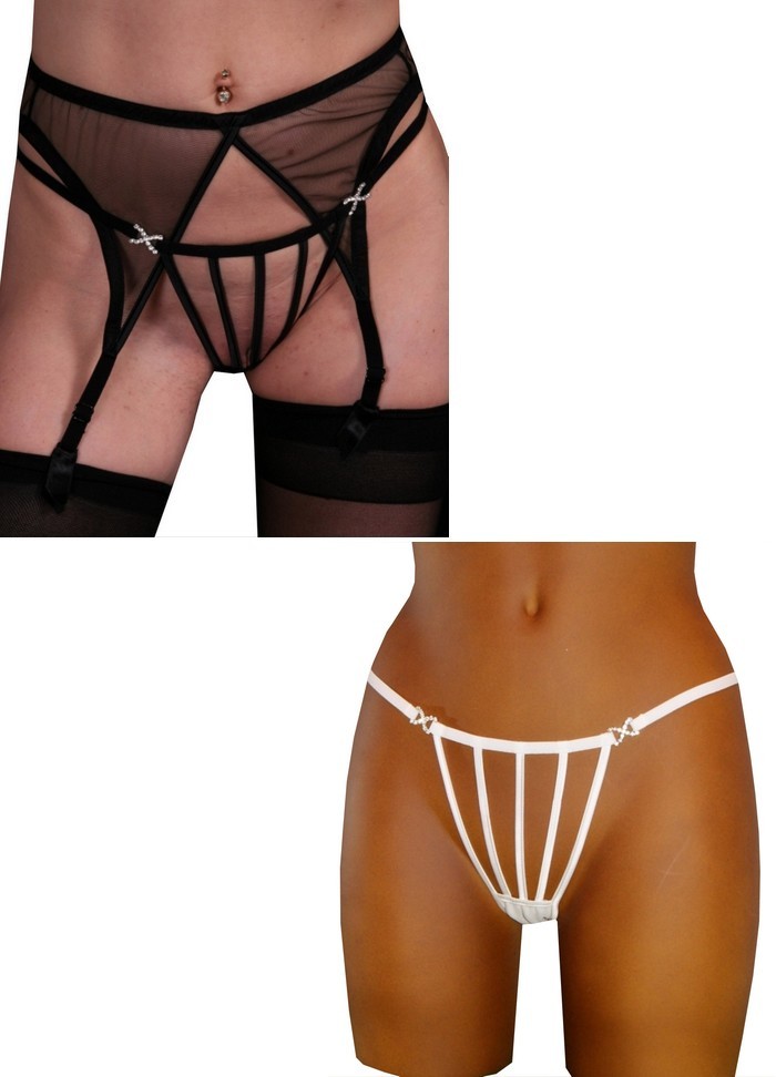 Lingerie sexy pour femme string bondage noir