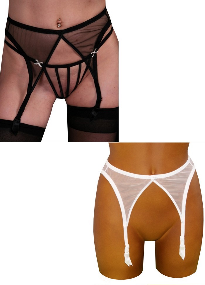 Porte jarretelle sexy en tulle noir transparent Sophie Libertine Vannes