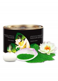 Sel de bain vegetalien de la mer morte couleur verte senteur Lotus