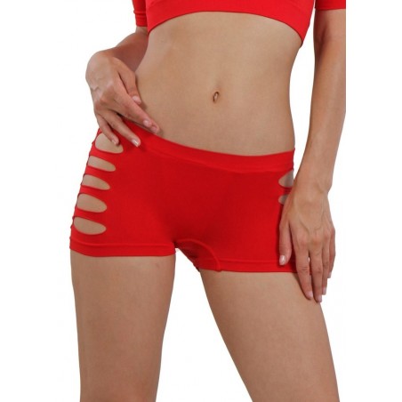 Short sexy rouge en maille opaque extensible taille unique
