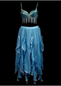 Ensemble oriental Soutien gorge & jupe longue bleu turquoise