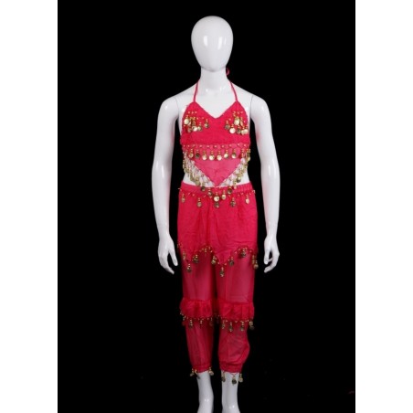 Oriental Enfant Enfant Pantalon sarouel + top à nouer rose fushia