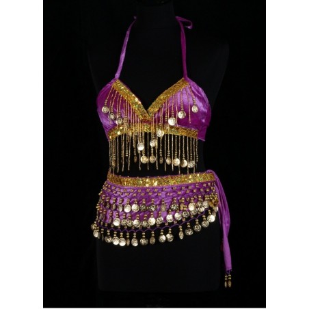 Oriental Enfant Soutien gorge avec ceinture velours  violet