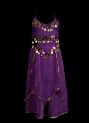 Oriental Enfant Ensemble Jupe longue + top sequins or violet