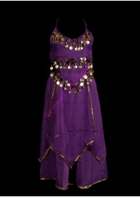 Oriental Enfant Ensemble Jupe longue + top sequins or violet