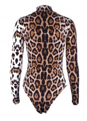 Body léopard sexy pour femme avec des manches longues
