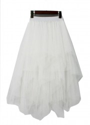 Jupe longue multi pans en tulle blanche