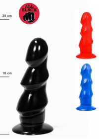 AllBlack-Plug anal ventouse Triple tête L 17 cm rouge-noir-bleu