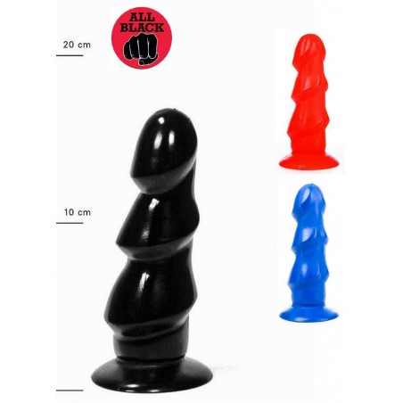 AllBlack-Plug anal ventouse Triple tête L 17 cm rouge-noir-bleu