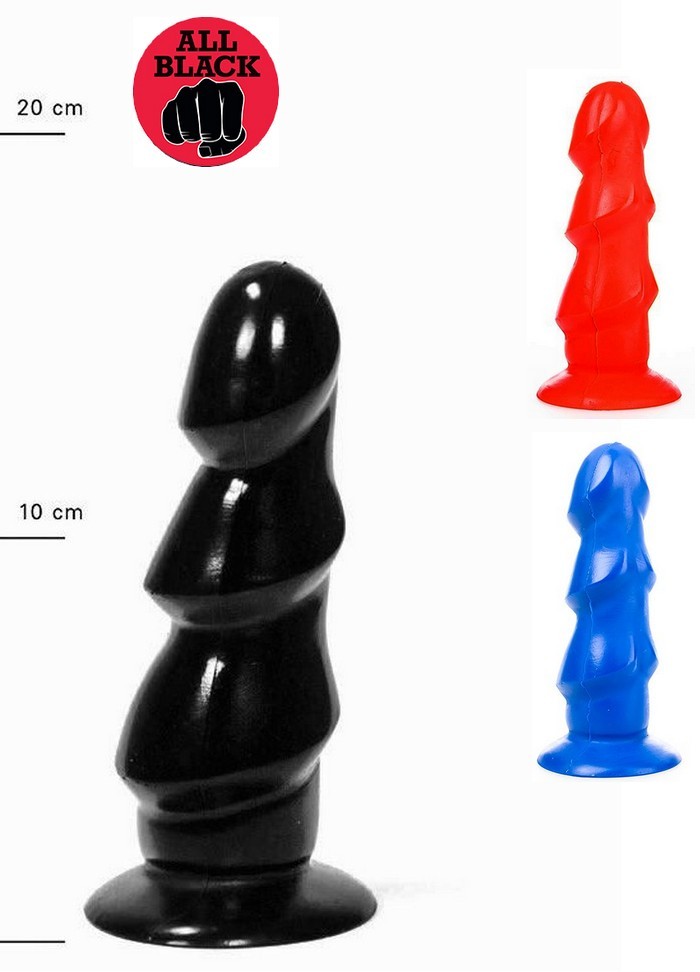 AllBlack-Plug anal ventouse Triple tête L 17 cm rouge-noir-bleu