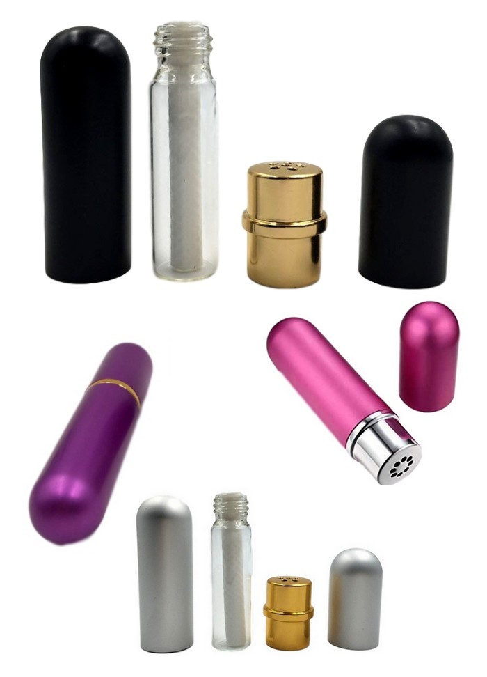 Inhalateur de poppers en aluminium rose-noir-acier-violet-sophielibertine