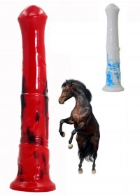 Gode Zoo cheval L 28cm diametre 4.5 cm rouge noir-blanc-bleu sophie libertine