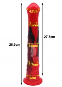 Gode Zoo cheval L 28cm diametre 4.5 cm rouge noir dimension- sophie libertine