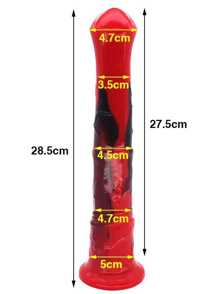 Gode Zoo cheval L 28cm diametre 4.5 cm rouge noir dimension- sophie libertine