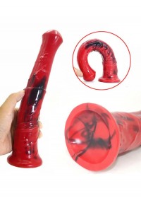 Gode Zoo cheval L 28cm diametre 4.5 cm rouge noir-dimension sophie libertine