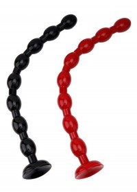 Perles anales L 50 cm  Ø 3.7 cm noir-rouge sophie libertine vannes