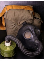 Masque à gaz Soviet noir avec tuyau & filtre vert sexshop vannes