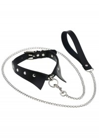 Collier col avec laisse pour soumise  noir