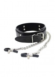 Collier soumission avec chaînettes et pinces à seins sophie libertine rennes