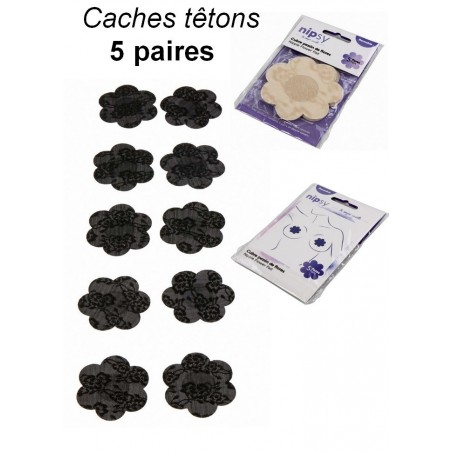 Caches tétons Nippies par 5 noir beige