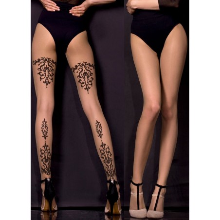 Collant chic Ballerina Tattoo nude motifs tribal noir