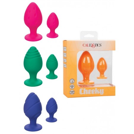 2 plugs anal Cheeky Buttplug silicone rose-violet-orange-vert