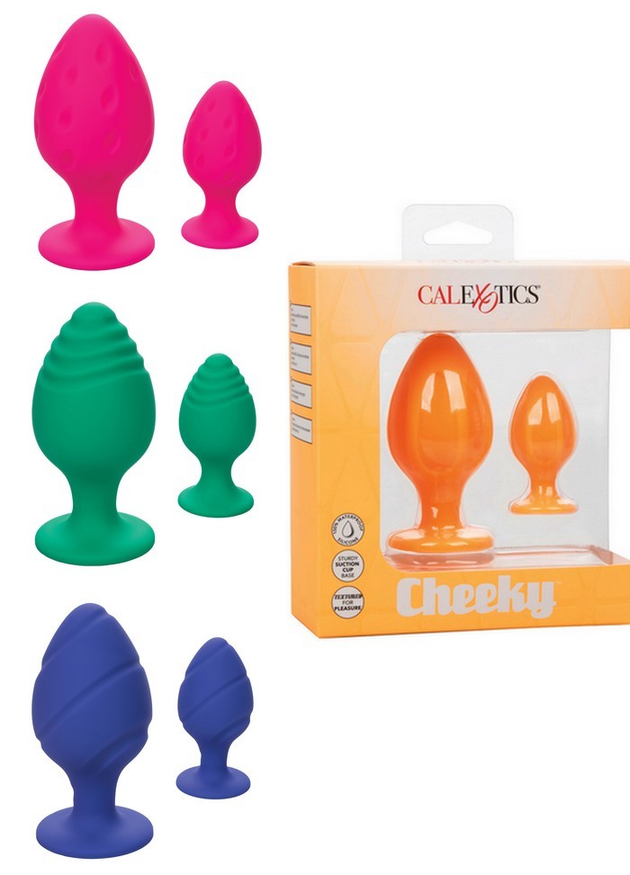 Coffret 2 plugs anal Cheeky Buttplug silicone rose taille S