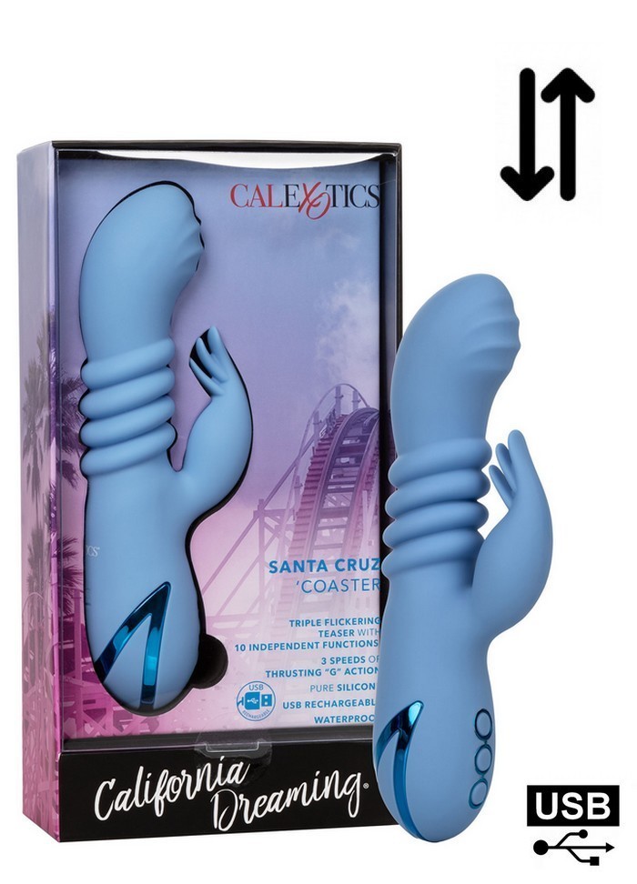 Vibromasseur Rabbit Rechargeable Va & Vient & Clitoris Santa Cruz Coaster bleu