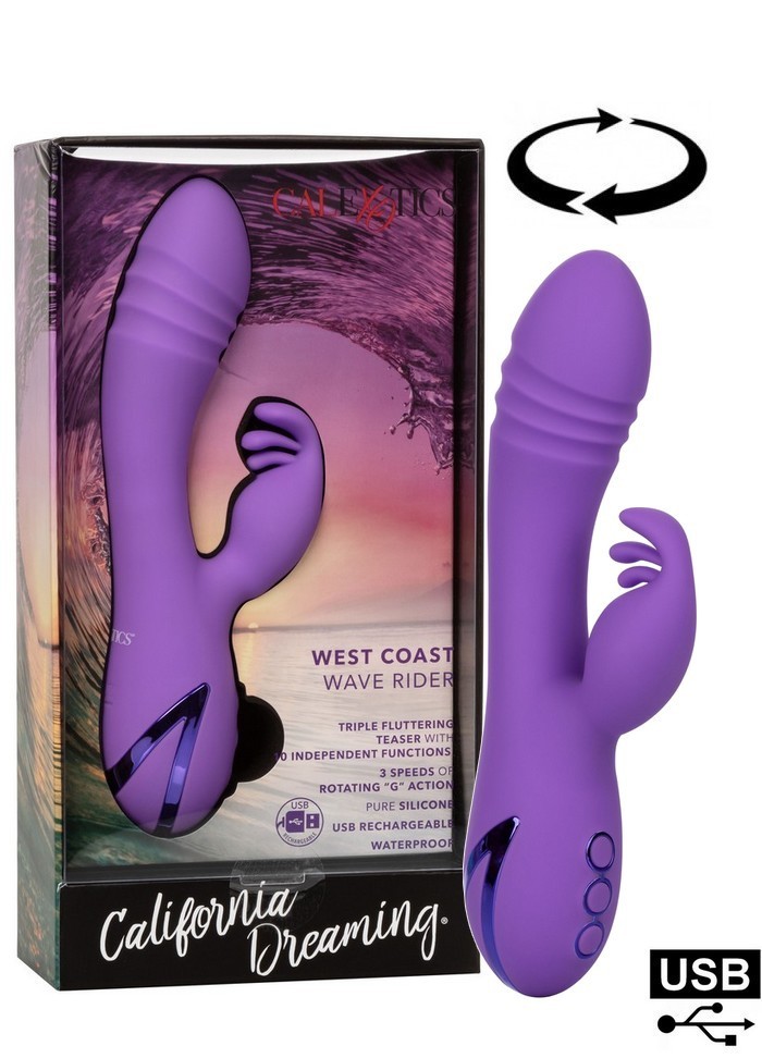 Vibromasseur Rabbit Rechargeable Rotation & clitoris West Coast Wave Rider violet