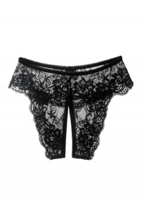 String ouvert en dentelle noir ouverte entre les jambes en grande taille