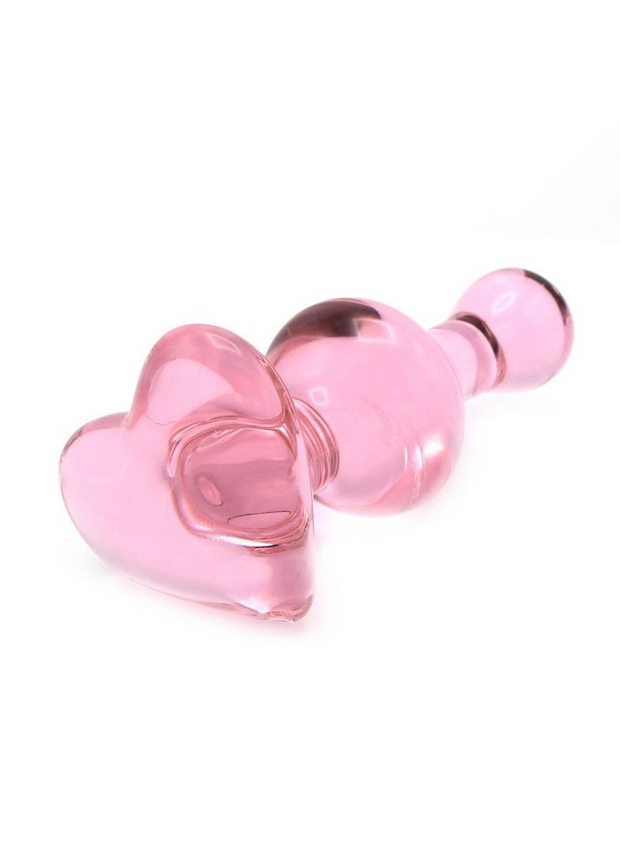 Plug en verre Glass Dildo Heart Love Coeur rose