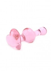 Plug verre Glass Dildo Heart Love Coeur rose