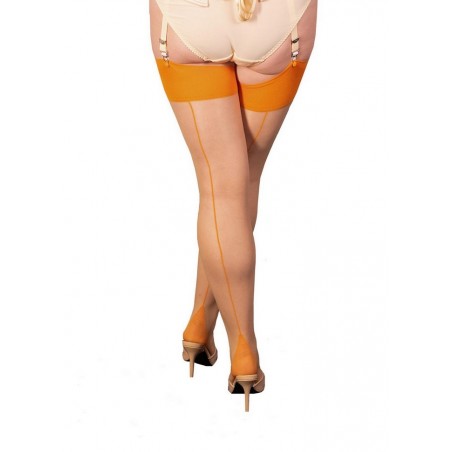 Paire de bas what katie did nude avec ligne de couture orange citrouille