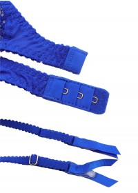 Porte jarretelle French en dentelle bleu  detail jarretelle