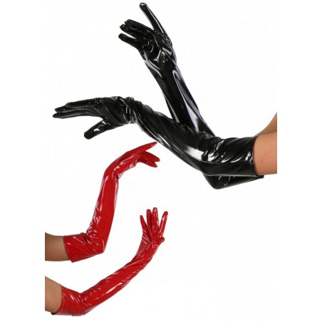 Gants longs en vinyls noir ou rouge