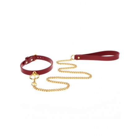 Collier & laisse O-Ring Collar and Chain Leash - Bordeau & Or