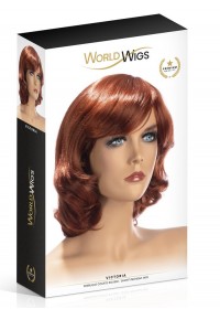 Perruque Victoria mi-longs cheveux roux boite