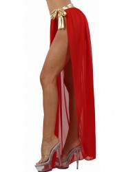 Jupe longue tulle transparent Valériane rouge or sophie libertine