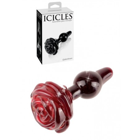 Sophie libertine  Plug anal en verre Bouton de rose Rouge Icicles N°76