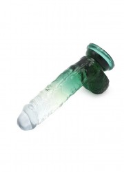 sophie libertine Gode ventouse réaliste Cox Color 9 jelly transparent et vert L21cm