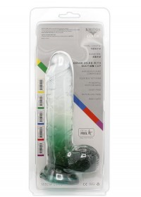 Gode ventouse réaliste Cox Color 8 jelly transparent et vert L18.5cm  descriptif